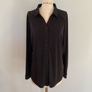Adrianna Papell  Black Long Sleeve Button Down Shirt Size XLarge